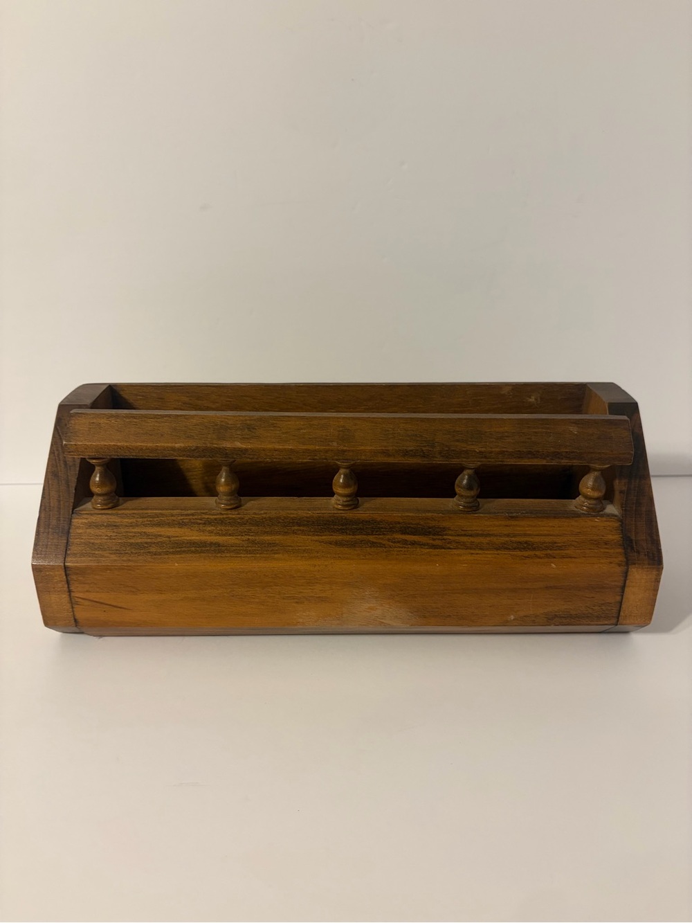 Vintage wood wall shelf spindle spice rack trinket shelf rustic farmhouse decor